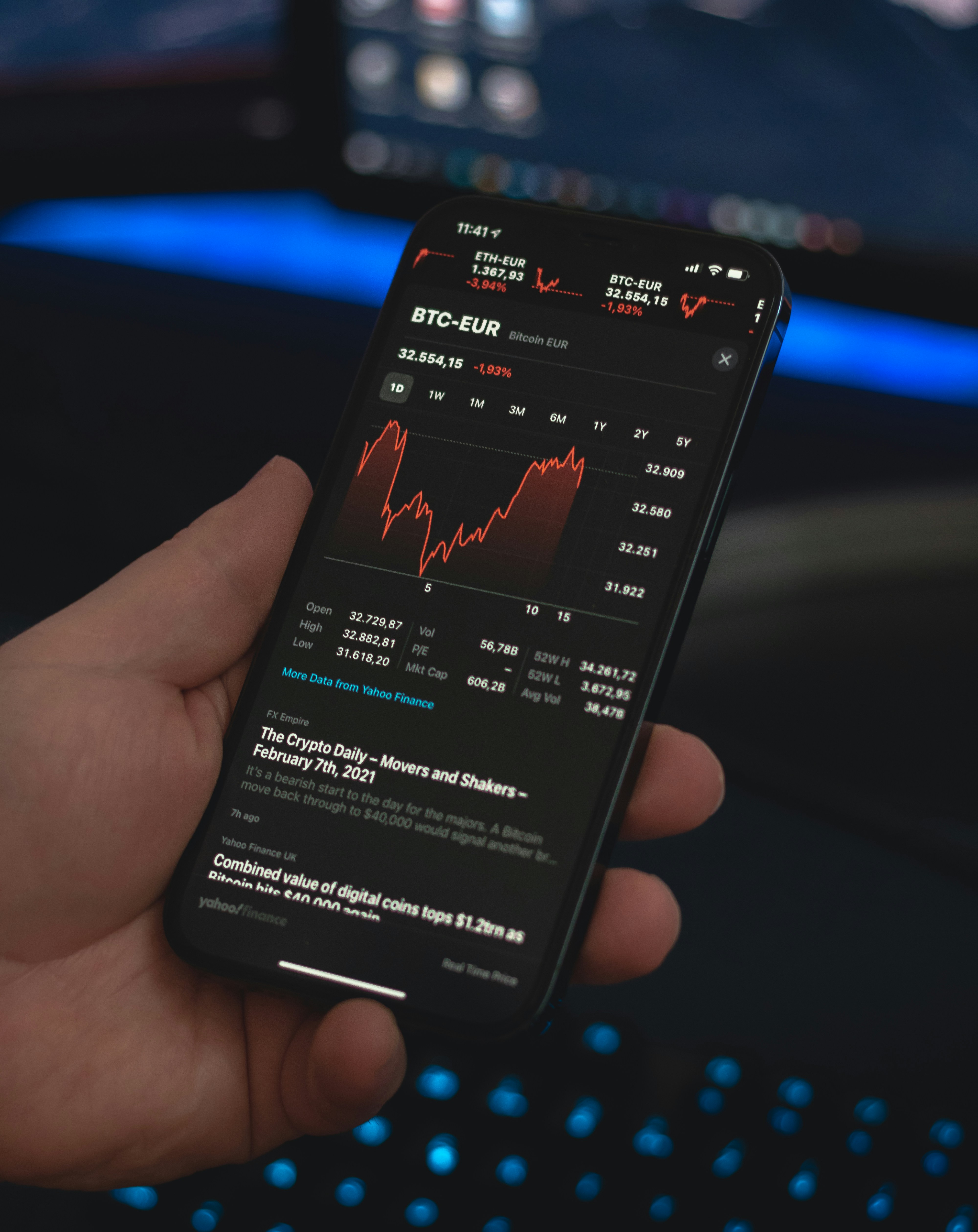 Investment dashboard on a mobile phone